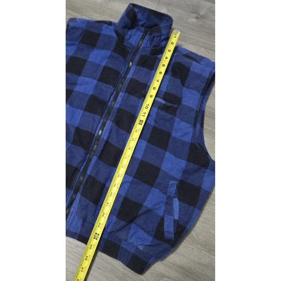 VTG Ozark Trail Flannel Padded Vest Men's XL Blue Buffalo Plaid Full Zip Pockets - Picture 10 of 10